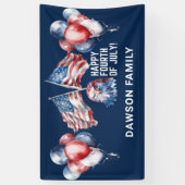 Independence Day Familienaam gepersonaliseerd Spandoek (Verticaal)