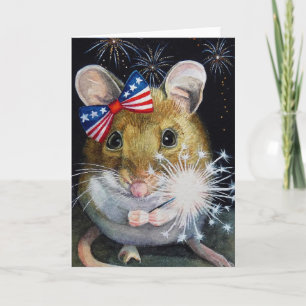 Independence Day Field Mouse No. 1 Waterverf Art Kaart