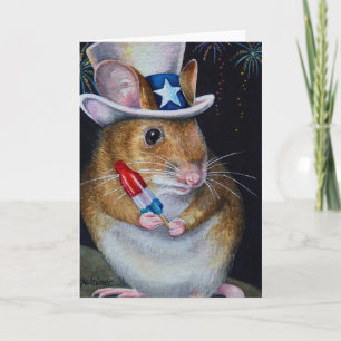 Independence Day Field Mouse No. 2 Waterverf Art Kaart