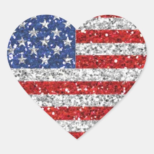 Independence Day Glitter Heart Stickers (Voorkant)