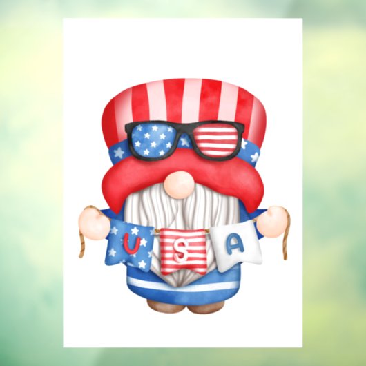 Independence Day Gnome Window Cling Raamsticker (Vel 3)