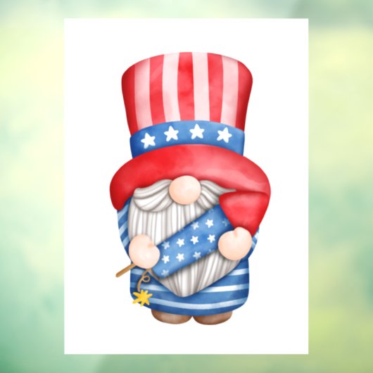 Independence Day Gnome Window Cling Raamsticker (Vel 3)