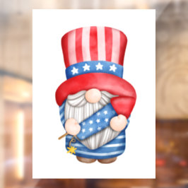 Independence Day Gnome Window Cling Raamsticker