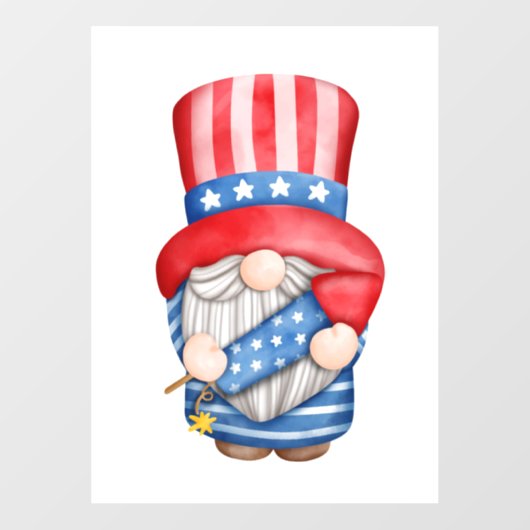 Independence Day Gnome Window Cling Raamsticker (Vel)