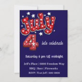 Independence Day July 4th Party Invite  (Voorkant)