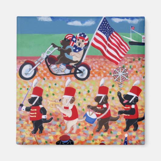 Independence Day Labradors Magneet (Voorkant)