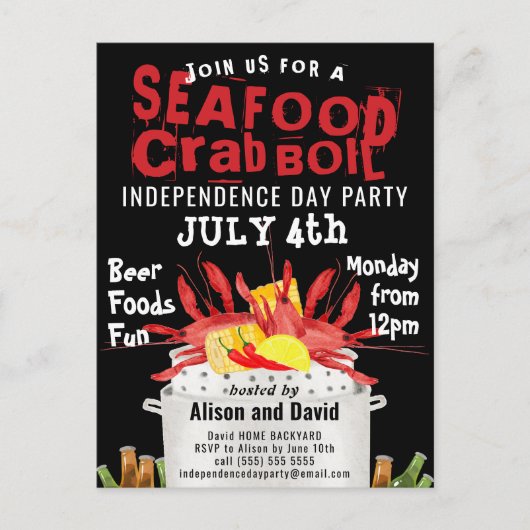 Independence Day Seafood Boil Party Briefkaart (Voorkant)