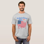 Independence Day USA Flag Map Men's Patriotic T-shirt (Voorkant volledig)