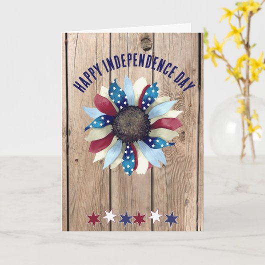 Independence Day Viering Rood Wit Blauw Bloem Kaart (Gele Bloem)