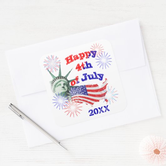 Independence Day Vierkante Sticker (Envelop)