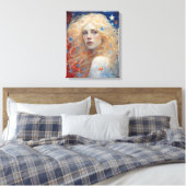 Independence Day Vrouw Rood Wit Blauw Canvas Afdruk (Insitu (Slaapkamer))