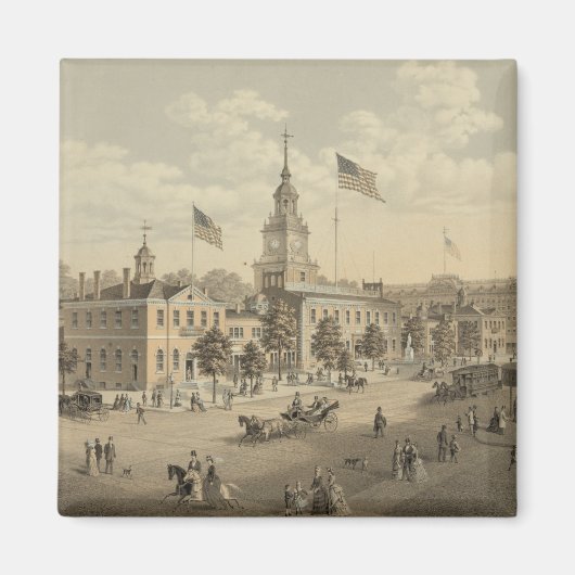 Independence Hall Philadelphia 1876 2 inch magneet (Voorkant)