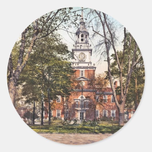 Independence Hall Philadelphia, PA 1900 Vintage Ronde Sticker (Voorkant)