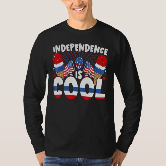 Independence Is Cool Blue White Red Ice Cream Cone T-shirt (Voorkant)