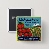 Independence Klondyke Beauties Strawberries Vierkante Button 5,1 Cm (Voorkant /achterkant)