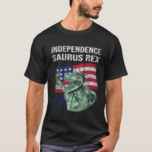 independence saurus Rex 4th of July day statue of T-shirt (Voorkant)