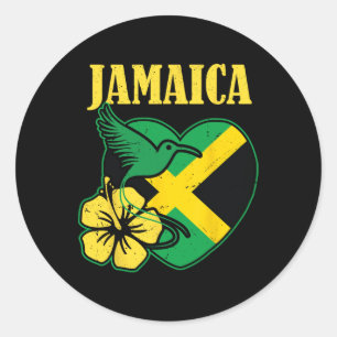 Independence Shirt Jamaicaanse Vlaggenbloem en Vog Ronde Sticker