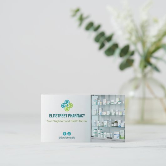 Independent Pharmacy | Modern Minimalist Barcode Visitekaartje (Staand voorkant)