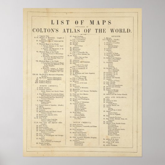Index atlas van de wereld poster (Voorkant)