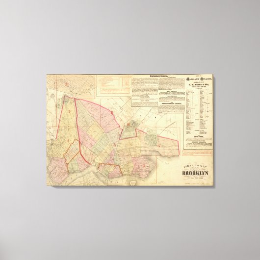 Index Brooklyn-kaart Canvas Afdruk (Voorkant)