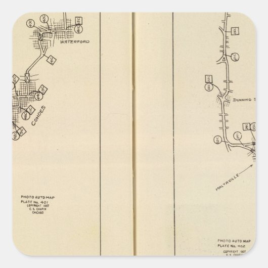 Index-kaart Albany, Saratoga Springs Vierkante Sticker (Voorkant)