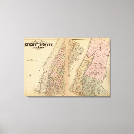 Index kaart Atlas, stad New York Canvas Afdruk (Voorkant)