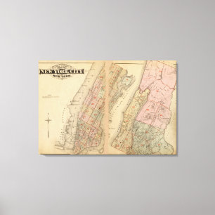 Index kaart Atlas, stad New York Canvas Afdruk