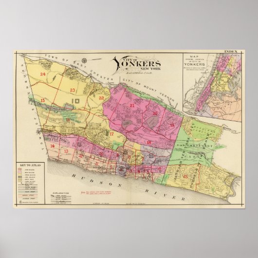 Index kaart Yonkers atlas Poster (Voorkant)