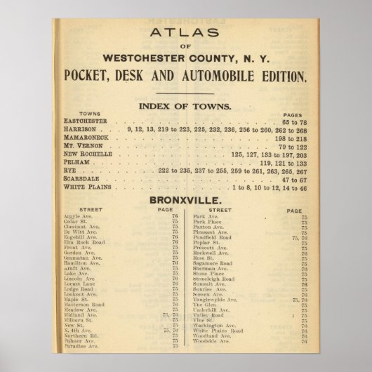 Index Towns Bronxville Poster (Voorkant)