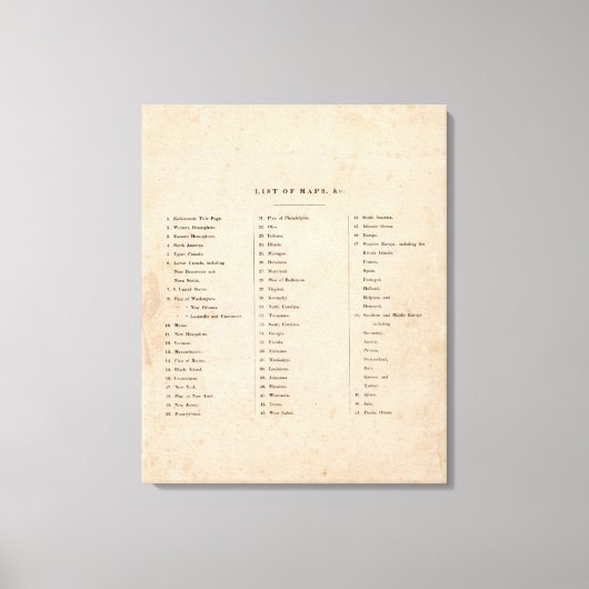 Index van Algemene atlas van de wereld Canvas Afdruk (Voorkant)