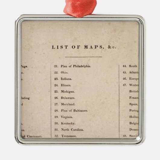 Index van Algemene atlas van de wereld Metalen Ornament (Voorkant)