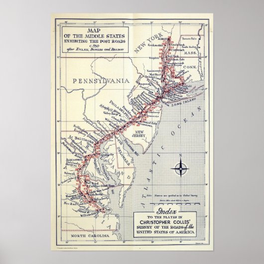 Index van de Borden van de enquête over de wegen Poster (Voorkant)