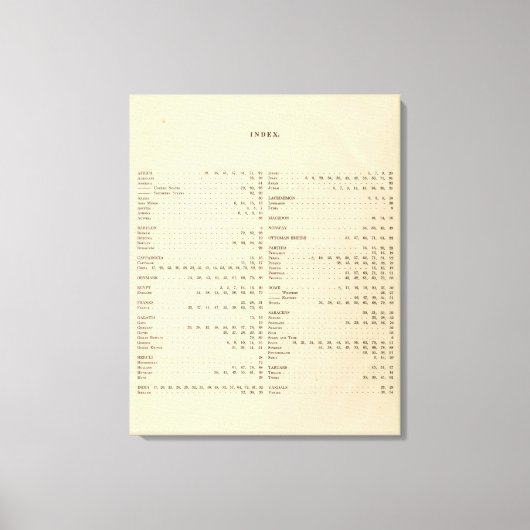 Index van een historische atlas canvas afdruk (Voorkant)