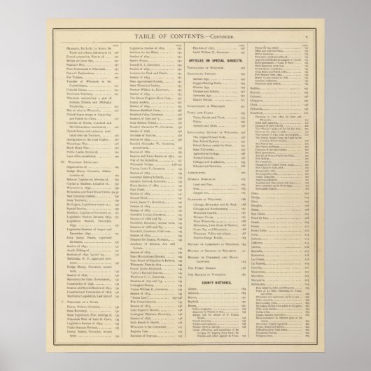 Index van historische atlas van de Wisconsin-pagin Poster (Voorkant)