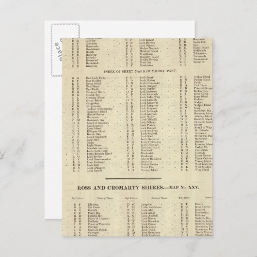 Index Westerne eilanden, Ross, Cromarty Shires Briefkaart (Voorkant / Achterkant)