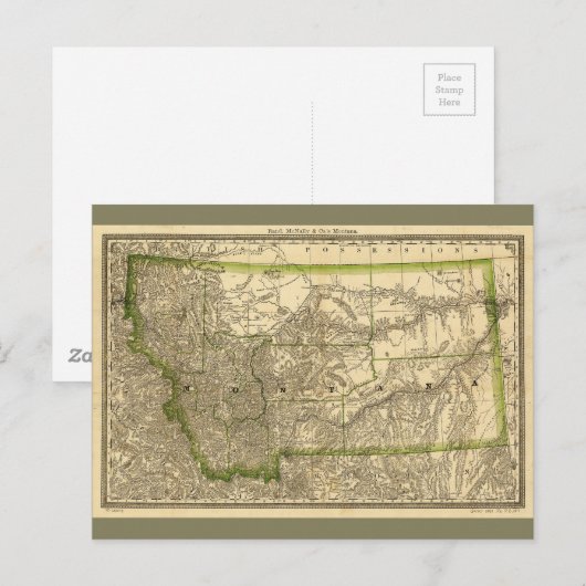 Indexed County Map of Montana (1881) Briefkaart (Voorkant / Achterkant)