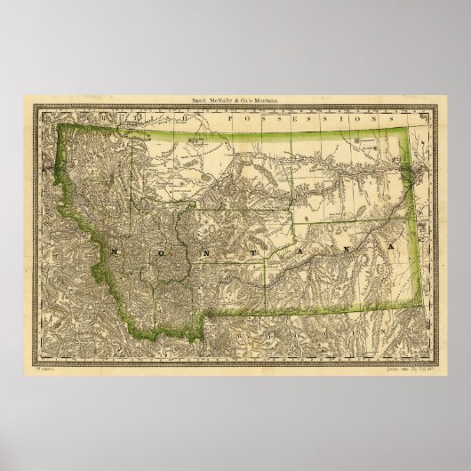 Indexed County Map of Montana (1881) Poster (Voorkant)