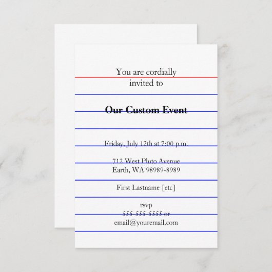 Indexkaart Kaart (Voorkant / Achterkant)