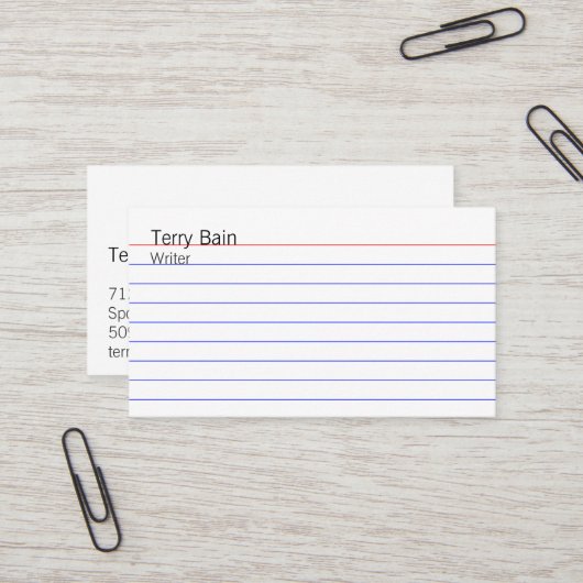 Indexkaart Visitekaartje (Voorkant / Achterkant in situ)