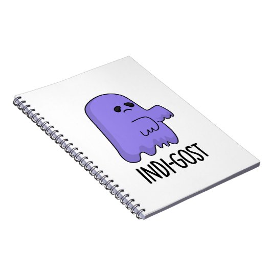 Indi-gost Funny Halloween Indigo Ghost Pun Notitieboek (Rechterzijde)
