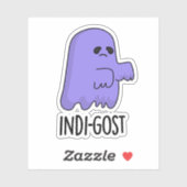 Indi-gost Funny Halloween Indigo Ghost Pun Sticker (Vel)