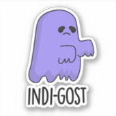 Indi-gost Funny Halloween Indigo Ghost Pun Sticker (Voorkant)