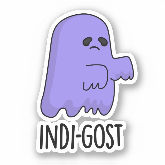 Indi-gost Funny Halloween Indigo Ghost Pun Sticker (Voorkant)