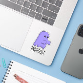 Indi-gost Funny Halloween Indigo Ghost Pun Sticker (Laptop met iPhone)