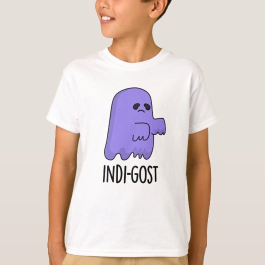 Indi-gost Funny Halloween Indigo Ghost Pun T-shirt (Voorkant)