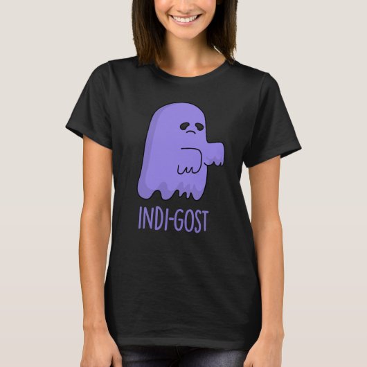 Indi-gost Grappige Halloween Indigo Spook Pun Dark T-shirt (Voorkant)