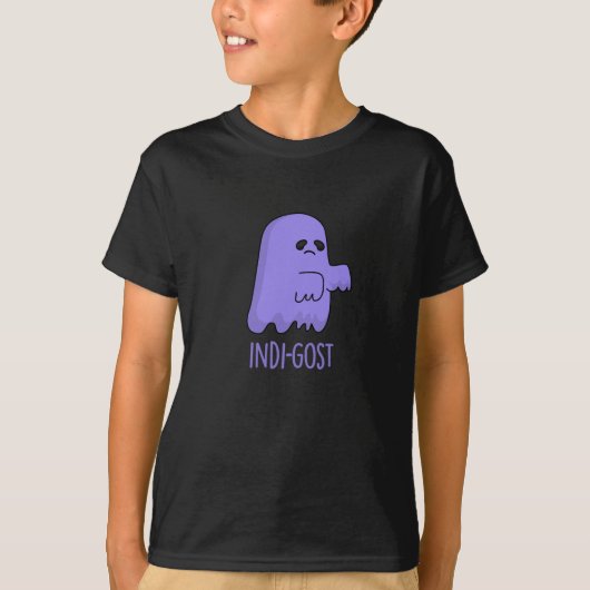 Indi-gost Grappige Halloween Indigo Spook Pun Dark T-shirt (Voorkant)