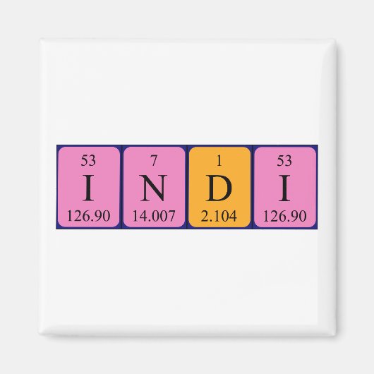 Indi periodiek table name magnet (Voorkant)