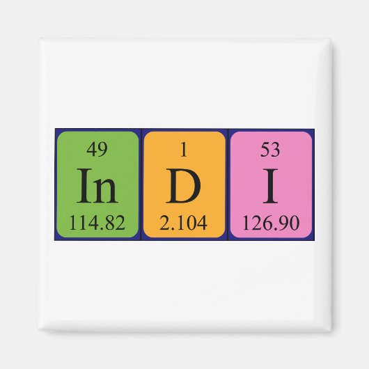 Indi periodiek table name magnet (Voorkant)