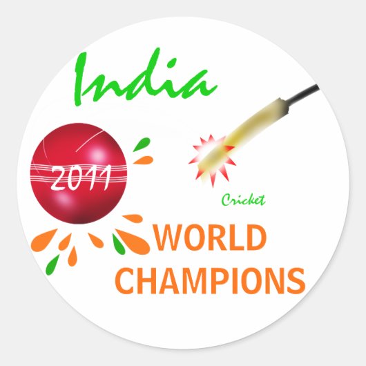 India 2011 ICC Cricket Wereldbeker Kampioenen Stic Ronde Sticker (Voorkant)